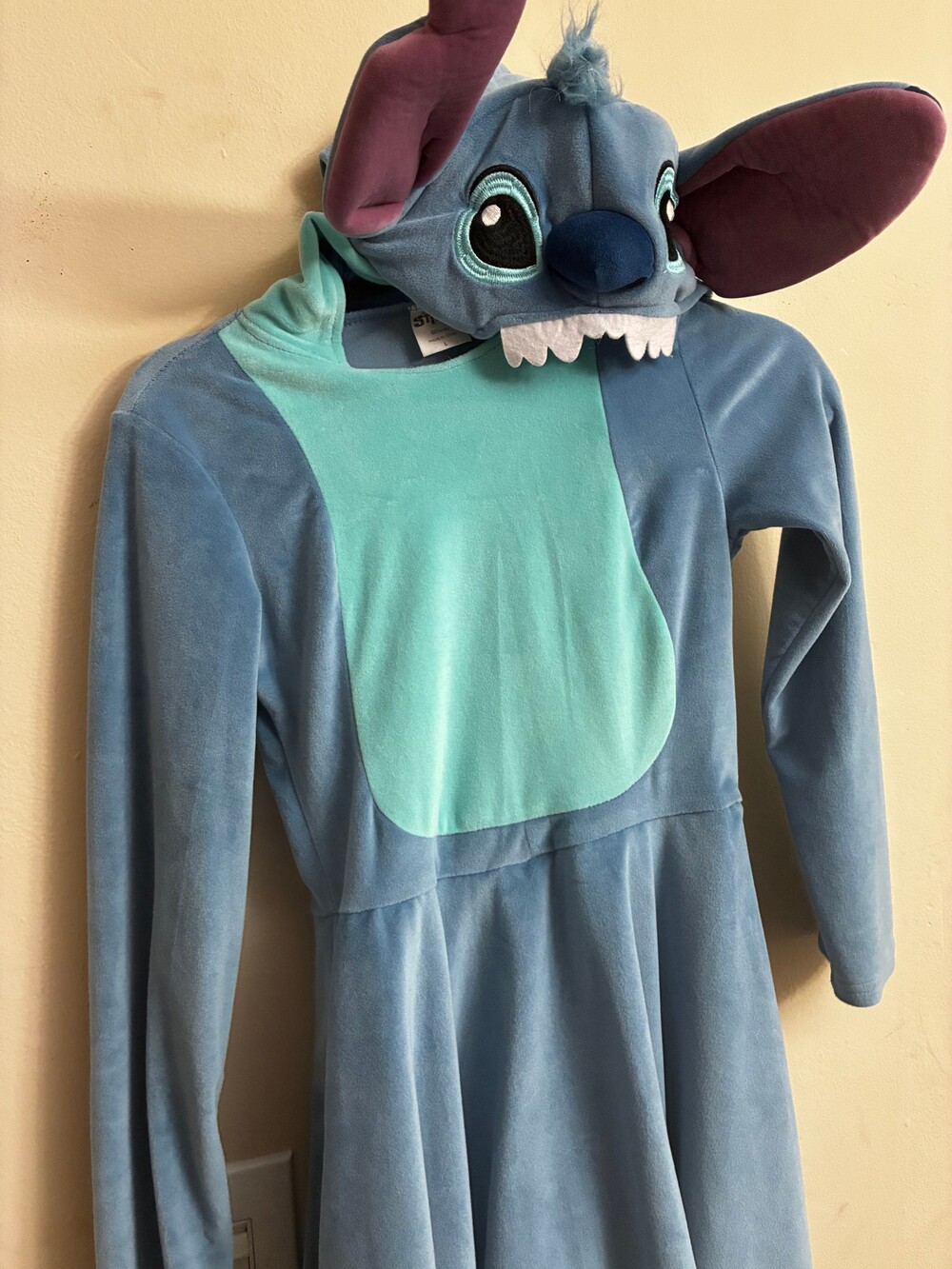 Disney Stitch Hooded Costume Dress Girls L Blue Plush 3D Ears Lilo & Stitch
